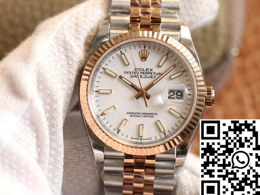 Rolex M126231-0017 White Datejust Factory EW Rose Dial Gold 0123